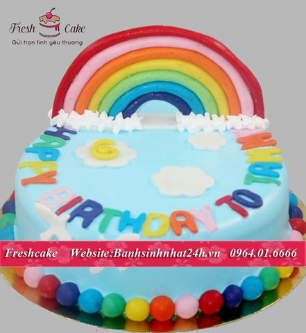 Bánh kem trang trí cầu vồng rực rỡ [MS:0192]