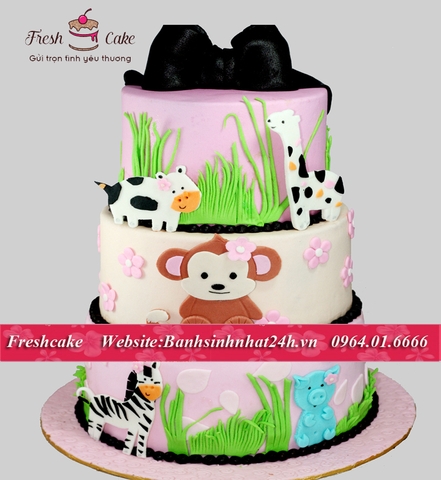 Bánh khỉ nhỏ, ngựa con, hươu cao cổ, lợn con và bò nhỏ cùng vui chơi đón sinh nhật [MS:0278]