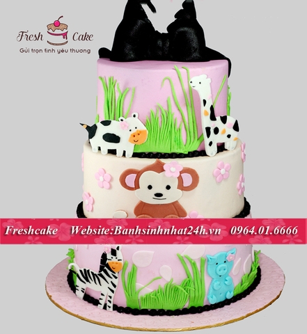 Bánh khỉ nhỏ, ngựa con, hươu cao cổ, lợn con và bò nhỏ cùng vui chơi đón sinh nhật [MS:0226]