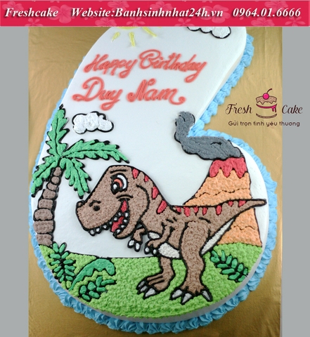 Bánh sinh nhật số 6 vẽ khủng long bạo chúa T-rex [MS:1281]