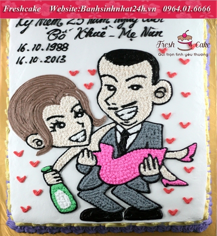 Bánh sinh nhật kỷ niệm ngày cưới của cặp vợ chồng rất xì tin [MS:1294]