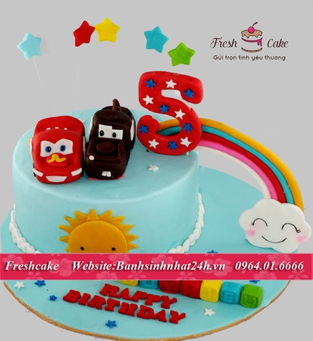 Bánh ô tô Mc Queen và Mater cùng chơi dưới cầu vồng [MS:0500]