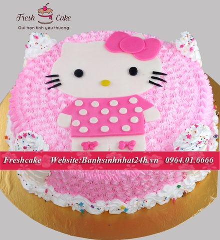 Bánh sinh nhật mèo Hello Kitty mặc váy xinh thích kem mát lạnh [MS:0937]
