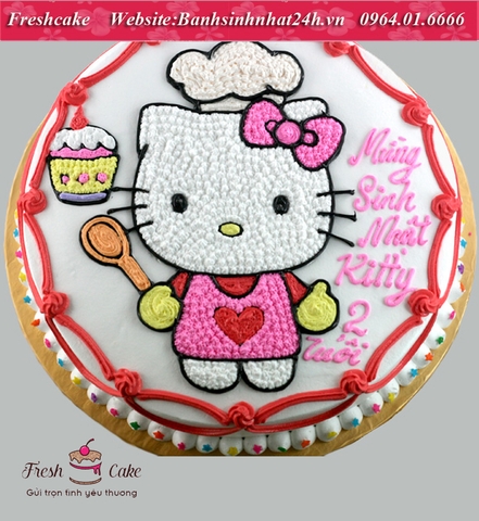 Bánh sinh nhật Hello Kitty làm đầu bếp [MS:1516]