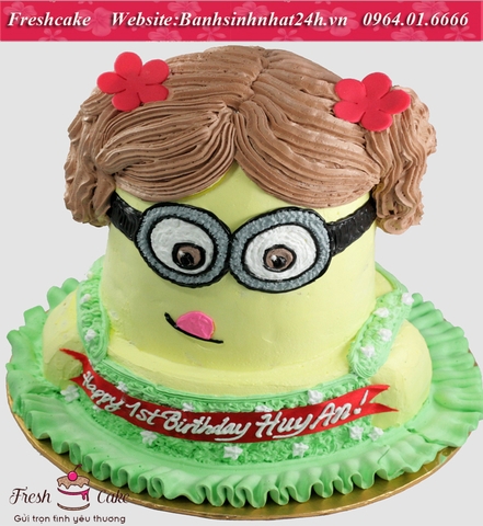 Bánh sinh nhật Minion tóc bím đáng yêu [MS:0420]