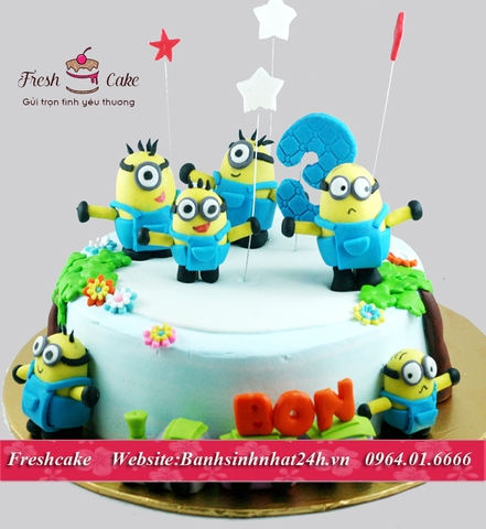 Bánh sinh nhật fondant Minion vui đón sinh nhật [MS:0503]