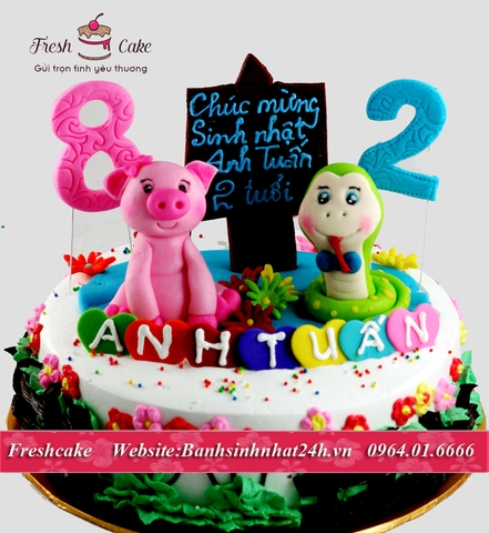 Bánh mừng sinh nhật hai anh chị em tuổi lợn và tuổi rắn [MS:0298]