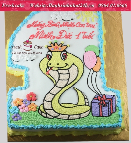 Bánh sinh nhật số 1 mừng hoàng tử Rắn vàng [MS:1551]