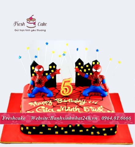Bánh sinh nhật fondant người nhện song kiếm hợp bích [MS:0513]