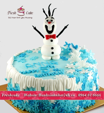 Bánh sinh nhật fondant người tuyết Olaf vui nhộn [MS:0514]
