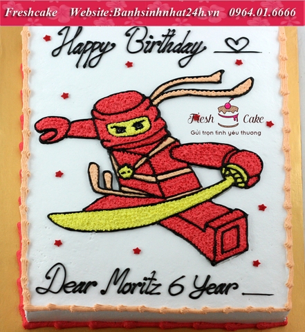 Bánh sinh nhật vẽ Ninja Go tung chưởng [MS:1581]
