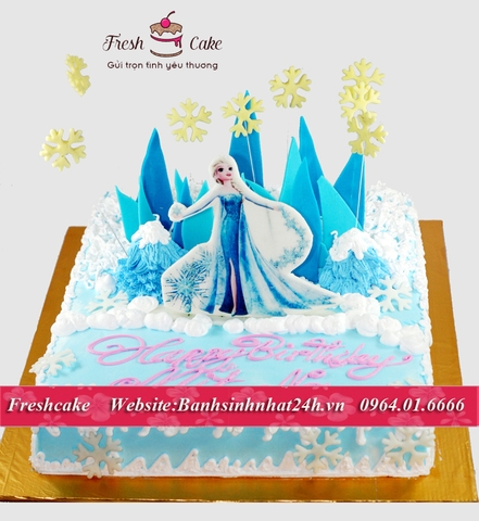 Bánh sinh nhật nữ hoàng băng giá Elsa làm phép thuật đóng băng [MS:0942]
