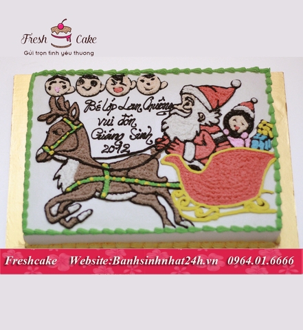 Bánh sinh nhật ông già Noel cưỡi tuần lộc [MS:1615]