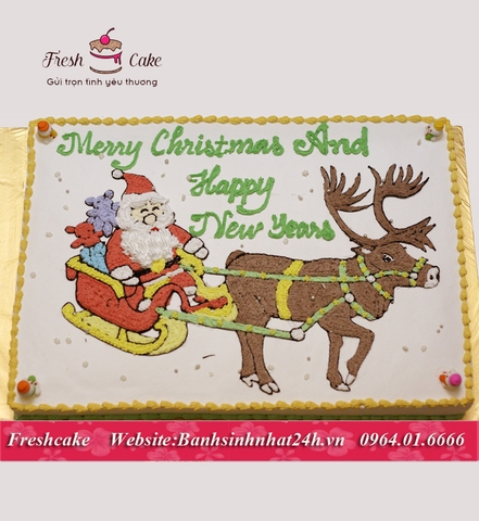 Bánh sinh nhật ông già Noel và tuần lộc kéo xe [MS:1617]