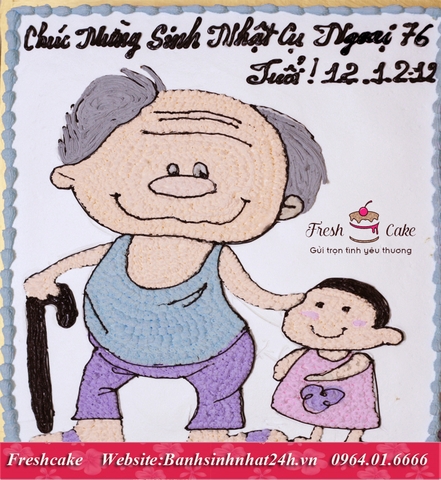 Bánh sinh nhật ông ngoại đi dạo cùng cháu gái [MS:1603]
