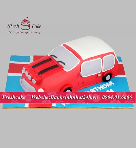Bánh phủ đường fondant dựng hình ô tô mini cooper [MS:0065]