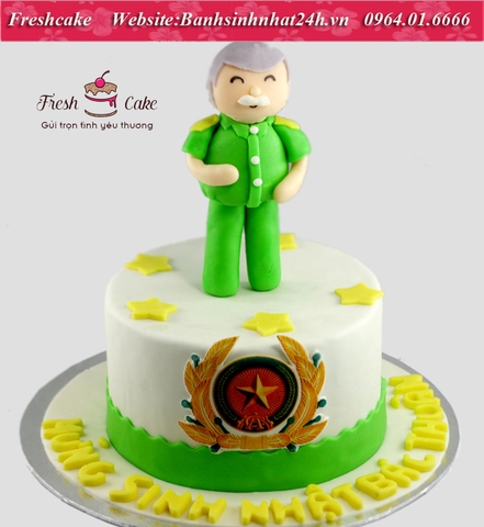 Bánh sinh nhật phủ fondant tặng bố làm công an [MS:0670]