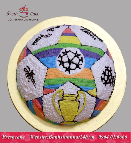 Bánh sinh nhật quả bóng đá nhiều mầu sắc UEFA Champion League (Cúp C1) [MS:1629]
