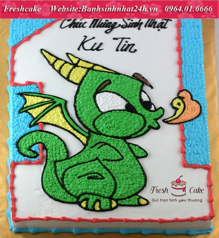 Bánh sinh nhật số 1 hình rồng con kute tập thổi lửa [MS:1642]