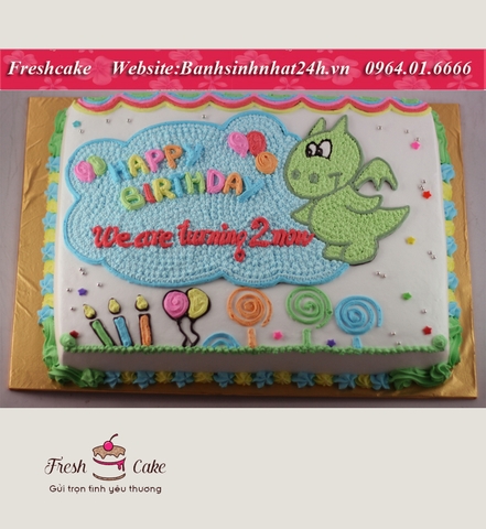 Bánh sinh nhật vẽ hình rồng con lên 2 [MS:1645]