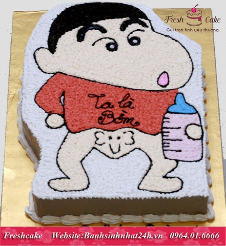 Bánh sinh nhật Shin không mặc quần cầm bịch sữa dâu [MS:0601]
