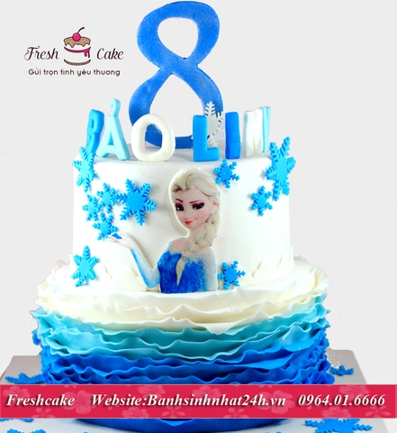 Bánh sinh nhật fondant công chúa Elsa-Frozen đáng yêu - Nữ hoàng băng giá [MS:0787]
