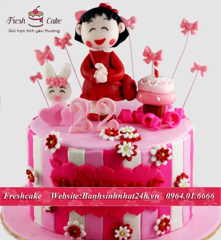 Bánh sinh nhật fondant Maruko thích bánh kem [MS:0944]