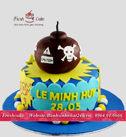 Bánh sinh nhật fondant quả Bom tặng bé tên Bom đáng yêu [MS:1400]