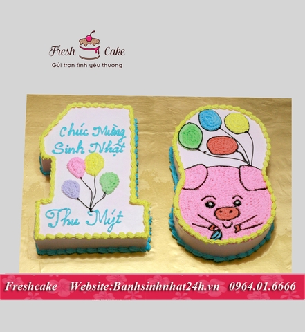Bánh sinh nhật số 18 vẽ con lợn [MS:1776]
