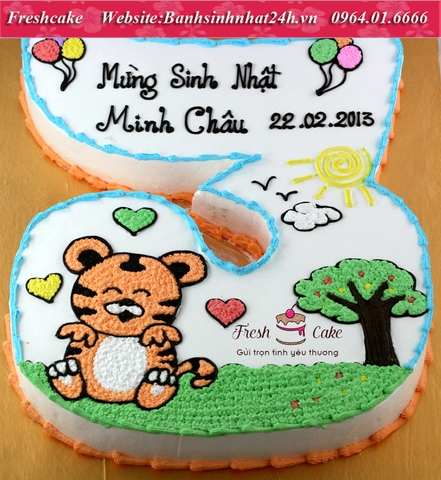 Bánh sinh nhật số 3 hình con hổ [MS:1746]
