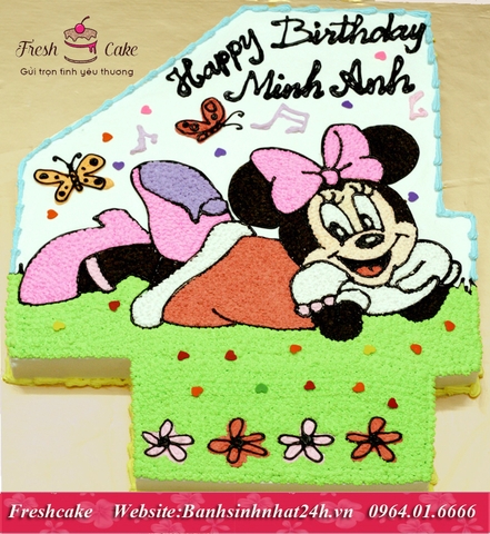 Bánh số 4 - Chuột Minnie xinh đẹp nằm chơi trong vườn hoa [MS:0156]