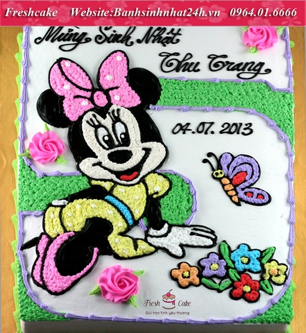 Bánh sinh nhật số 5 - Tiểu thư chuột Minnie xinh đẹp tạo dáng [MS:0159]