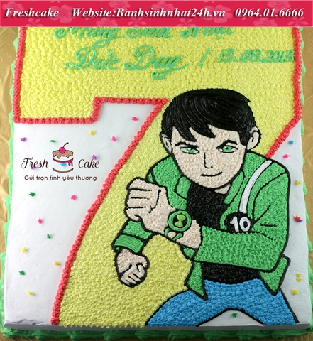 Bánh sinh nhật số 7 vẽ siêu nhân Ben 10 - Dành cho bé trai [MS:1766]