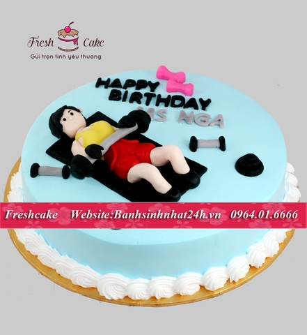 Bánh sinh nhật fondant tặng bạn thích tập gym [MS:1403]