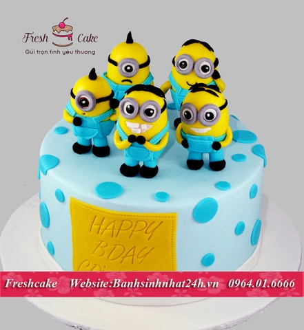Bánh sinh nhật fondant tập đoàn minion cuộc hành trình ly kỳ [MS:0442]