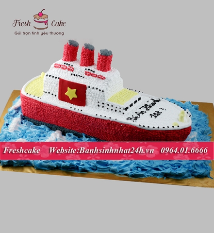 Bánh sinh nhật 3D tàu thủy ra khơi [MS:0445]