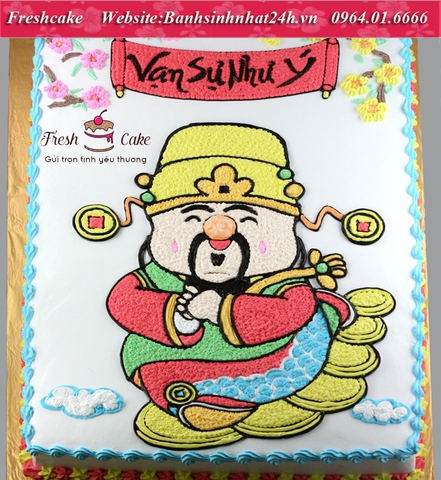 Bánh sinh nhật vẽ thần tài may mắn cho khai trương, tân gia, năm mới [MS:1816]