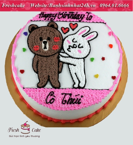 Bánh sinh nhật Thỏ Cony và gấu Brown rất chi là tình củm [MS:1828]