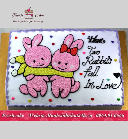 Bánh tình yêu của đôi thỏ, quàng chung khăn hạnh phúc [MS:1449]