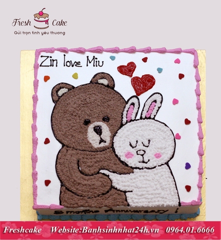 Bánh sinh nhật tình yêu giữa gấu Brown và thỏ Cony [MS:1843]