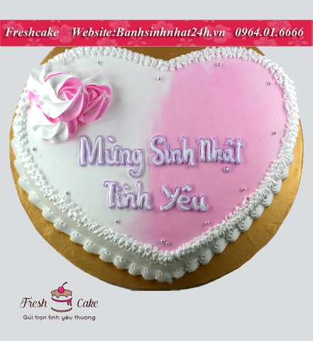Bánh sinh nhật tình yêu tông trắng hồng [MS:1851]
