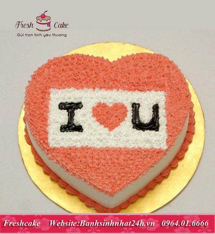Bánh sinh nhật trái tim tình yêu I Love U [MS:1460]