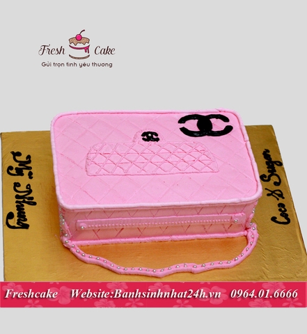 Bánh fondant túi Chanel hồng [MS:1346]