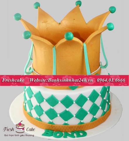 Bánh sinh nhật fondant vương miện của các hoàng tử bé [MS:0861]
