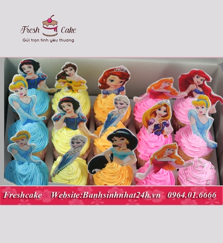 Bánh Cupcake công chúa Frozen, Bạch Tuyết, Nàng tiên cá...tặng các bé gái [MS:0950]