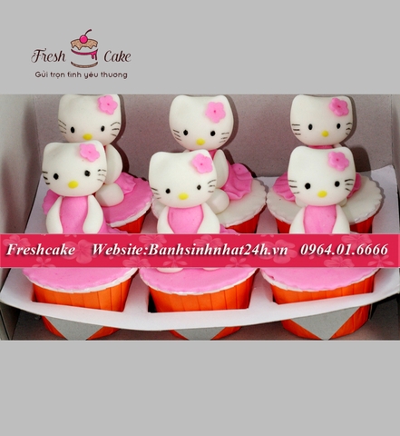 Cupcake Hello Kitty 3D xinh cho bé gái tuổi mèo [MS:0265]