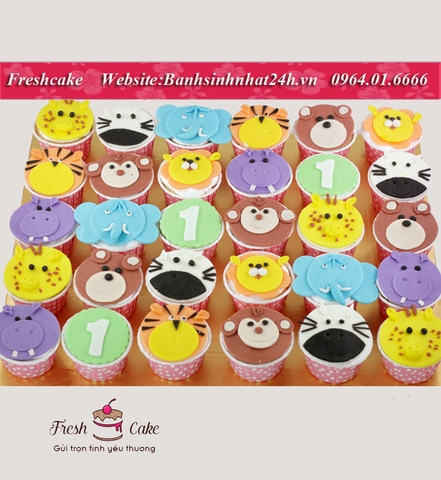 Cupcake khỉ, voi, gấu, ngựa, hươu cao cổ dễ thương [MS:0102]