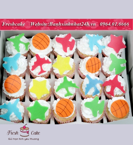 Cupcake sắc màu cho tiệc mừng sinh nhật bé trai [MS:0109]