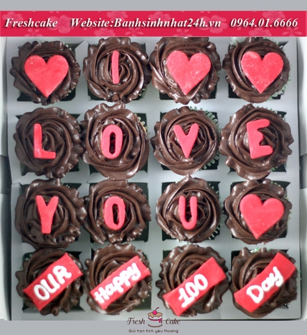 Cupcake socola hoa hồng tỏ tình [MS:0110]