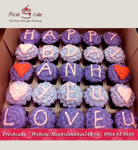 Cupcake tông tím viết chữ theo yêu cầu [MS:0649]